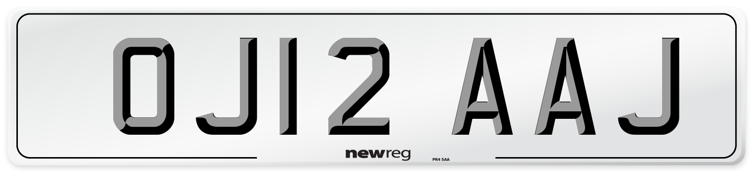 OJ12 AAJ Number Plate from New Reg